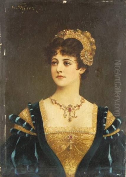 Portrait Of A Lady Oil Painting by M. Hifter