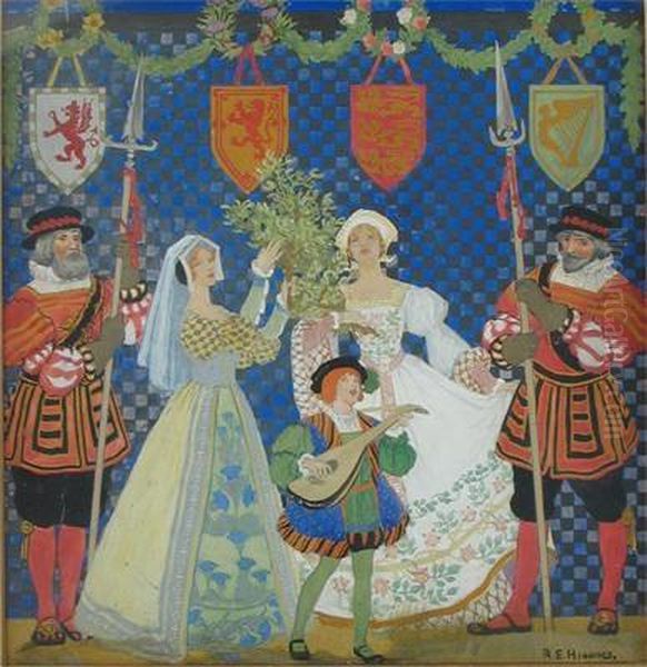 England In Tudor Times Oil Painting by Reginald Edward Higgins