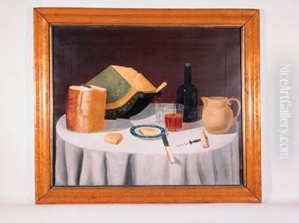 Still Life With A Cheese In A Cradle Oil Painting by John Booth Higginson