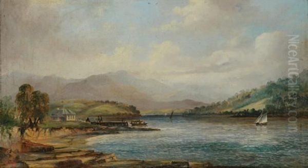 Risdon Ferry River Oil Painting by Joshua Higgs Senior