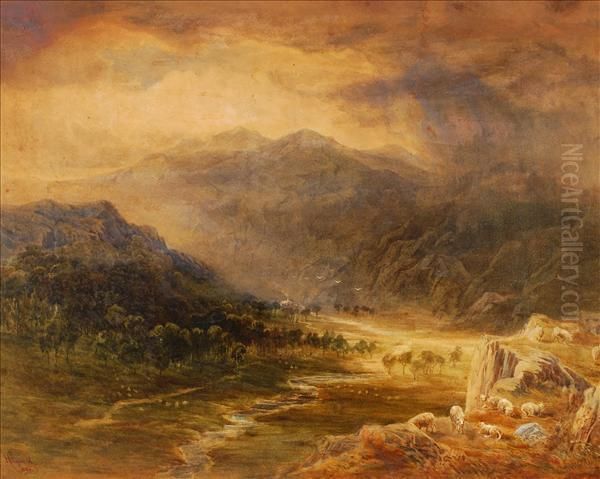 Valleylandscape Oil Painting by G Hignett