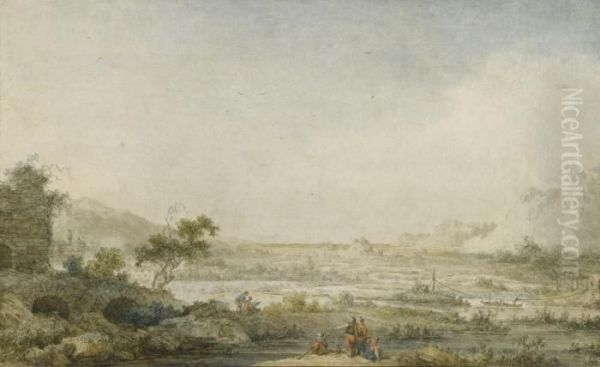 The Ruins Of Miletus And The Maeander Valley Oil Painting by Jean-Baptiste Hilaire