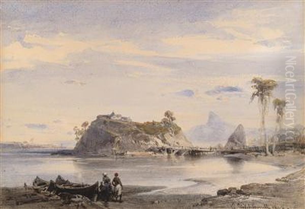 Motiv Aus Der Gegend Von Rio De Janeiro Oil Painting by Ernst Hildebrand