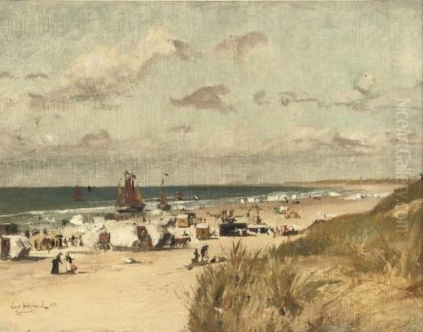 A Sunny Day On The Beach Of Zandvoort Oil Painting by Ernst Hildebrand