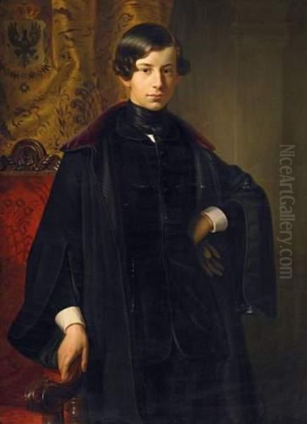 Portrait Of Prince Georg Of Prussia Oil Painting by Ferdinand Theodor Hildebrandt