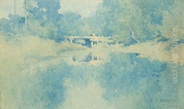 The White Bridge Oil Painting by Jesse Jewhurst Hilder