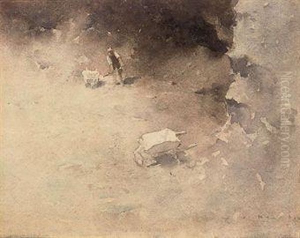 Two Barrows In The Clay Pit Oil Painting by Jesse Jewhurst Hilder