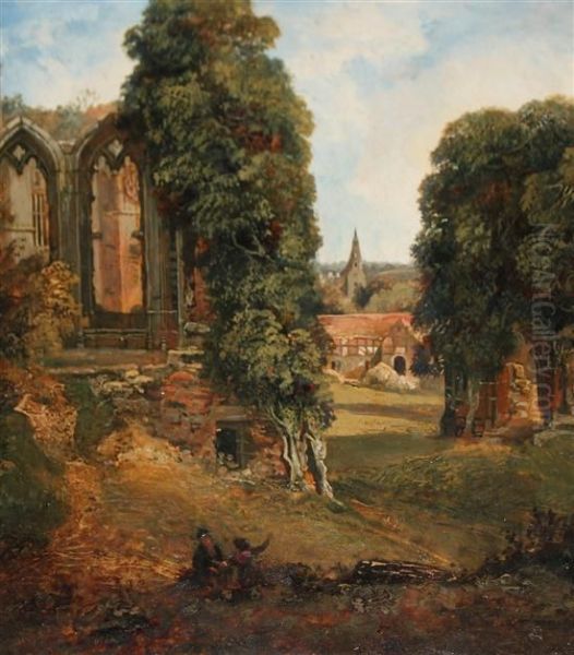 The Oriel Window, And Kenilworth Church From The Upper End Ofthe Great Hall Oil Painting by George Hilditch