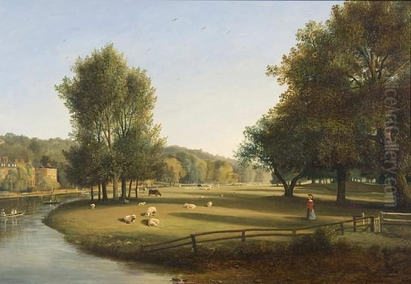 The Thames At Twickenham Oil Painting by George Hilditch