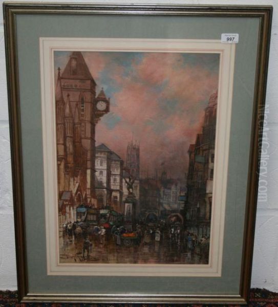 Temple Bar And The Law Courts London Oil Painting by Bartram, Fred. John Hiles