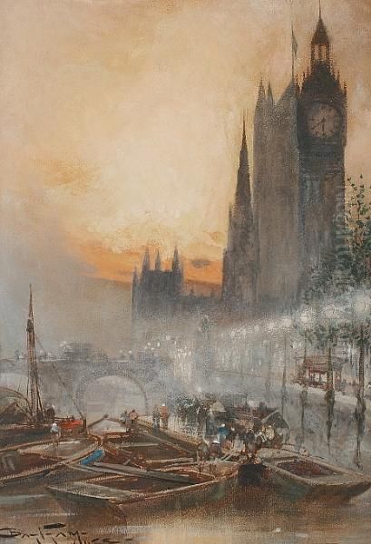 Westminster Oil Painting by Bartram, Fred. John Hiles