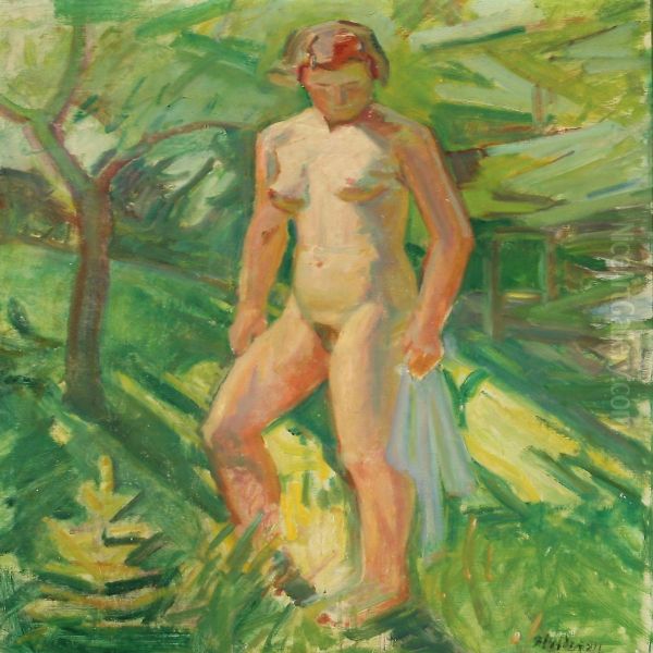 Standing Model Oil Painting by Knud Ove Hilkier