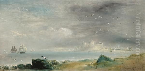 Holy Island Oil Painting by David Octavius Hill