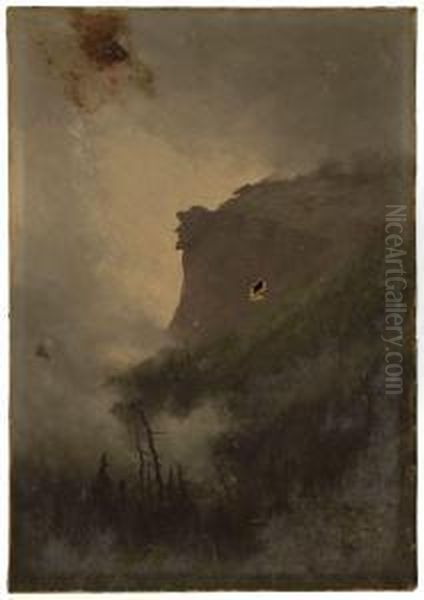 The Old Man Of The Mountain, New Hampshire Oil Painting by Edward Hill