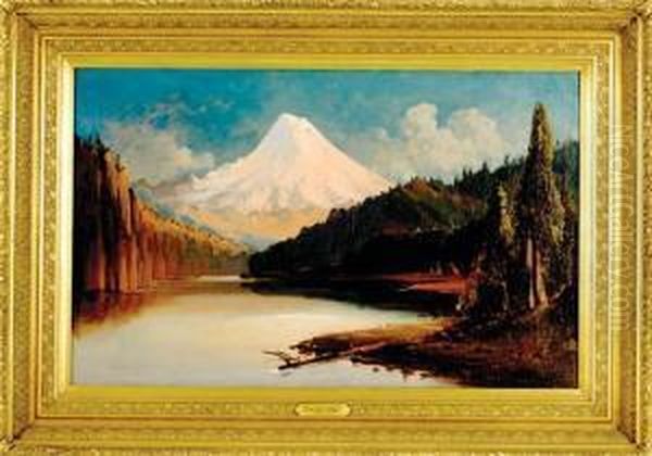 Mount Hood From The River Oil Painting by Edward Hill