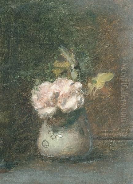 Still Life With Roses In A Vase Oil Painting by James Stevens Hill