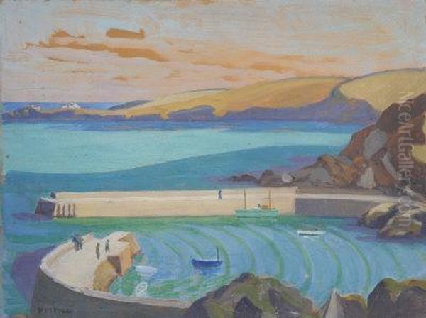 The Outer Harbour, Mevagissey. Oil Painting by Philip Maurice Hill