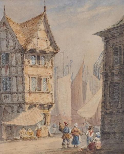 Continental Street Scene Oil Painting by Samuel Prout