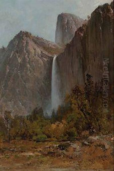 Yosemite Falls Oil Painting by Thomas Hill