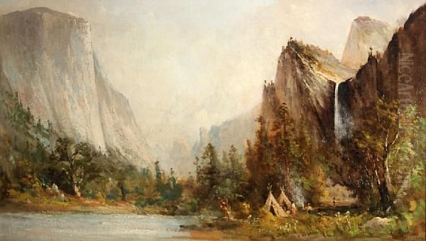 Yosemite Valley, View From Bridal Veil Meadows Oil Painting by Thomas J. Hill