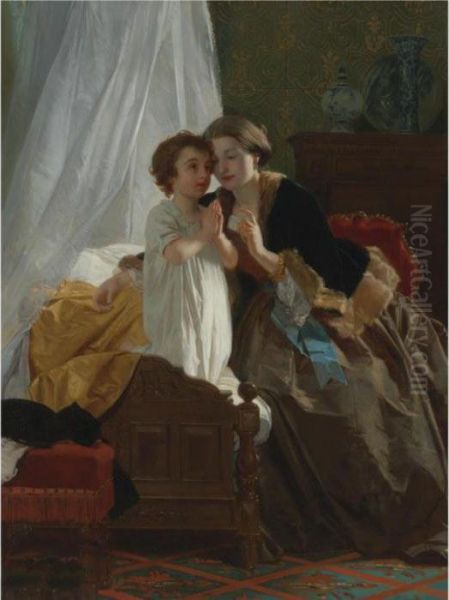 Bedtime Prayer Oil Painting by Eugene-Ernest Hillemacher