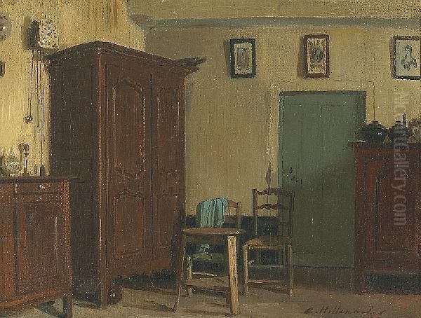 A Study Of An Interior Oil Painting by Eugene-Ernest Hillemacher