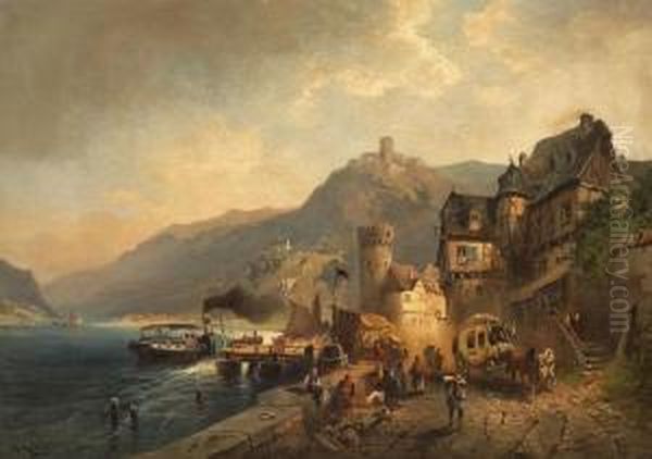 Cochem An Der Mosel Oil Painting by Heinrich (Heinz) Hiller