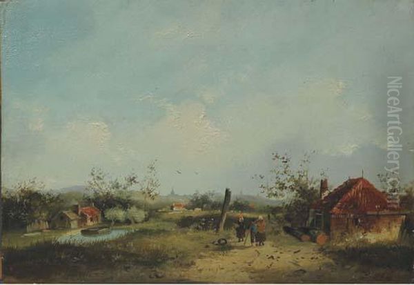 A Hamlet In The Dunes Oil Painting by Adrianus David Hilleveld