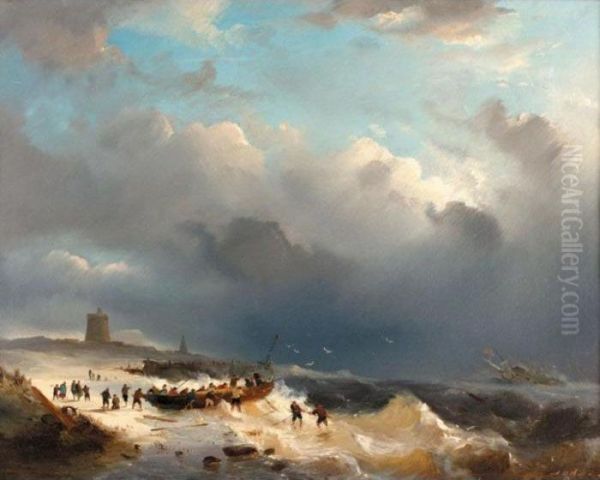 The Rescue Oil Painting by Adrianus David Hilleveld