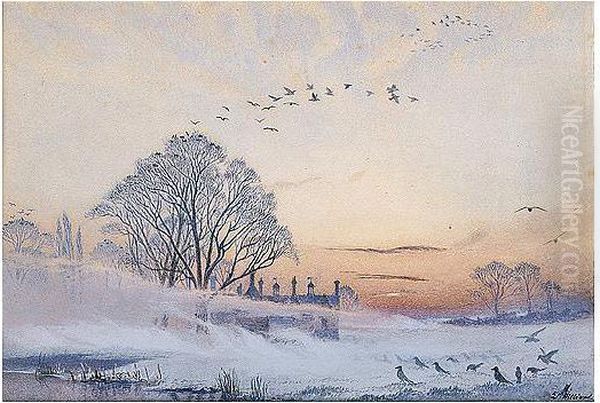 A November Dawn Oil Painting by Laurence Hilliard