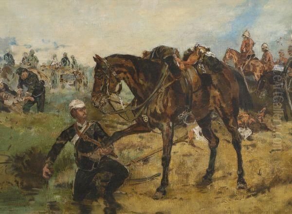 An Engagement In The Boer War Oil Painting by Robert Alexander Hillingford