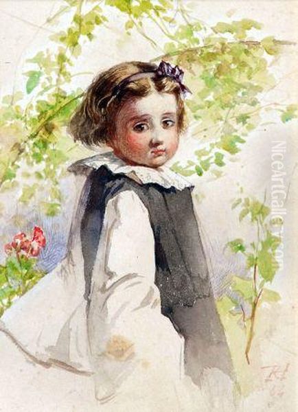 Portrait Of A Young Girl Oil Painting by Robert Alexander Hillingford