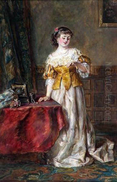 Lady In An Interior Oil Painting by Robert Alexander Hillingford