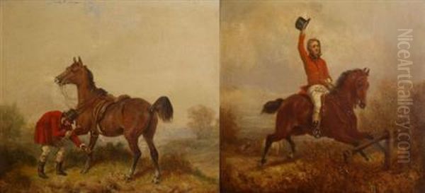 Headed For A Fall And A Loose Horseshoe Oil Painting by J.W. Hillyard