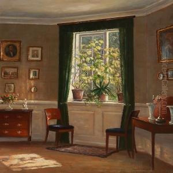 Interior From Bakkehuset At Frederiksberg, Denmark Oil Painting by Hans Hilsoe