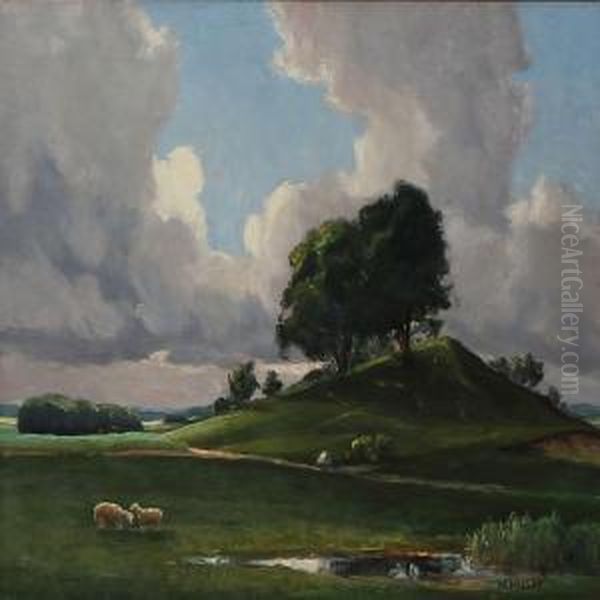 Arnakke Bakke Ved Areso Oil Painting by Hans Hilsoe