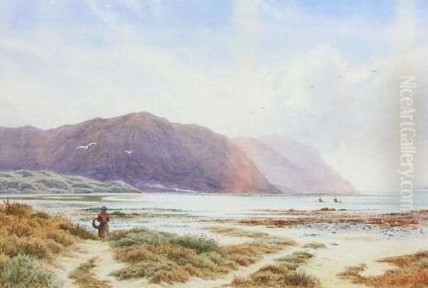 Figure Overlooking An Estuary Oil Painting by Henry Hilton