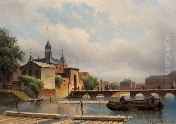 View Of The Leidsepoort Oil Painting by Eduard Alexander Hilverdink