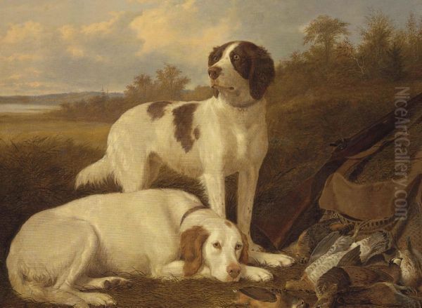 Setters At Rest Oil Painting by Thomas Hewes Hinckley