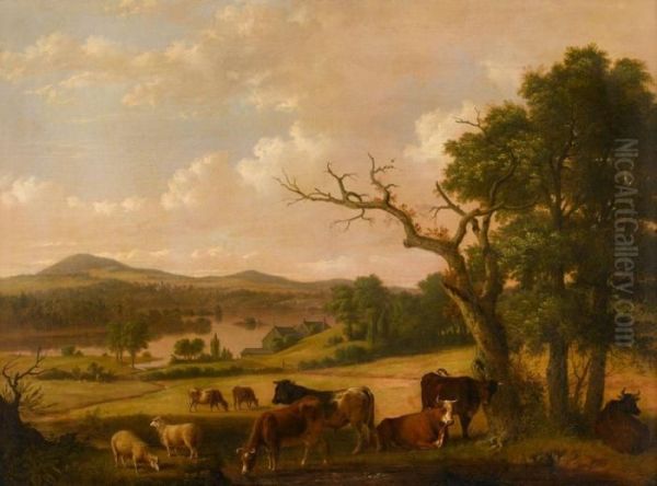 Landscape From The Artist's House Oil Painting by Thomas Hewes Hinckley