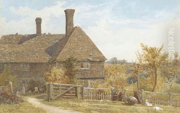 A Kentish Farmhouse Oil Painting by William Egerton Hine