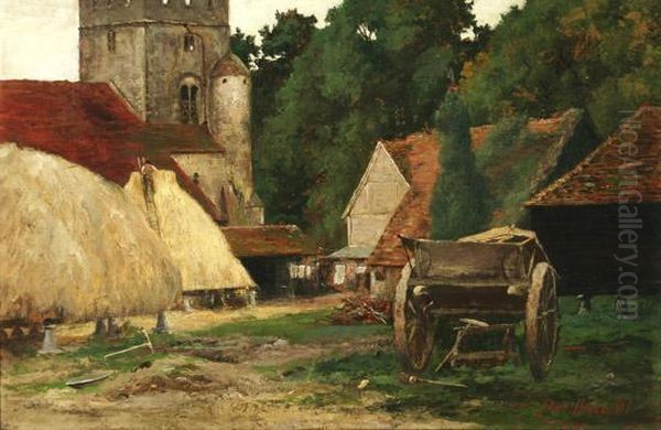 Farm Yard, Near Goring Church, Sussex Oil Painting by Fred Hines