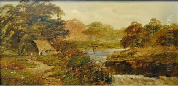 A Country Landscape Oil Painting by Theodore Hines