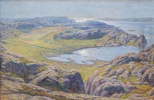 Landscape With Lakes Oil Painting by Lorenz V. Hinrichsen