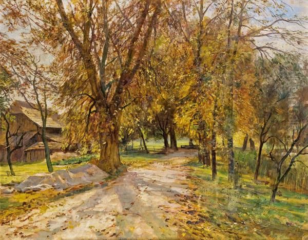 Allee In Leopoldskron Oil Painting by Franz Hinterholzer