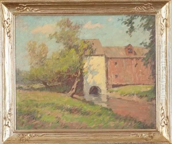 Landscape With Mill Oil Painting by John Henry Hintermeister