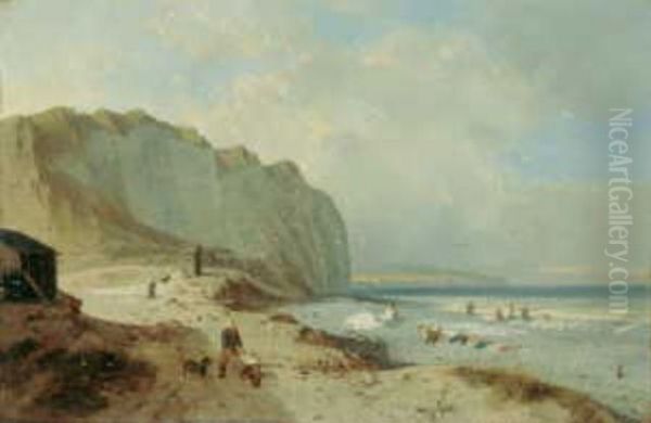 Felsige Kustenlandschaft Oil Painting by Julius Hintz