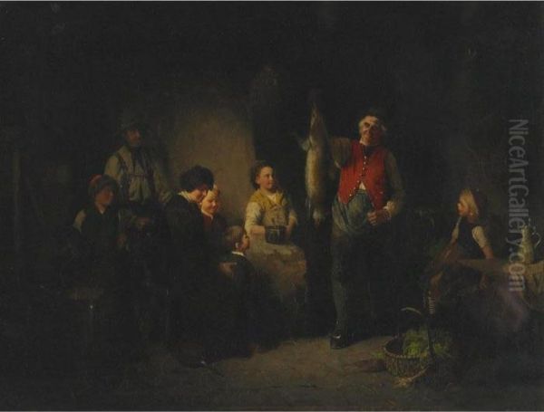 Home From The Hunt Oil Painting by Johann Ferdinand J. Hintze