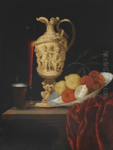 Groses Stillleben Mit Elfenbeinprunkkanne Oil Painting by Johann Georg (also Hintz, Hainz, Heintz) Hinz