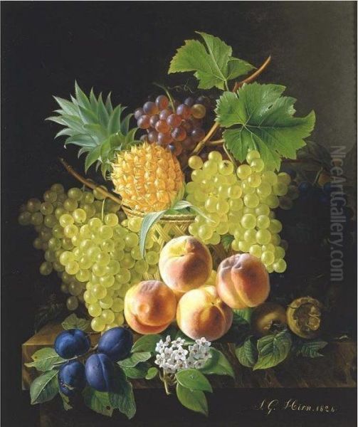 Still Life With Grapes And Peaches Oil Painting by Jean Georges Hirn